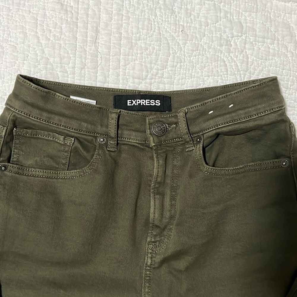 OLIVE GREEN EXPRESS WIDE LEG PANTS